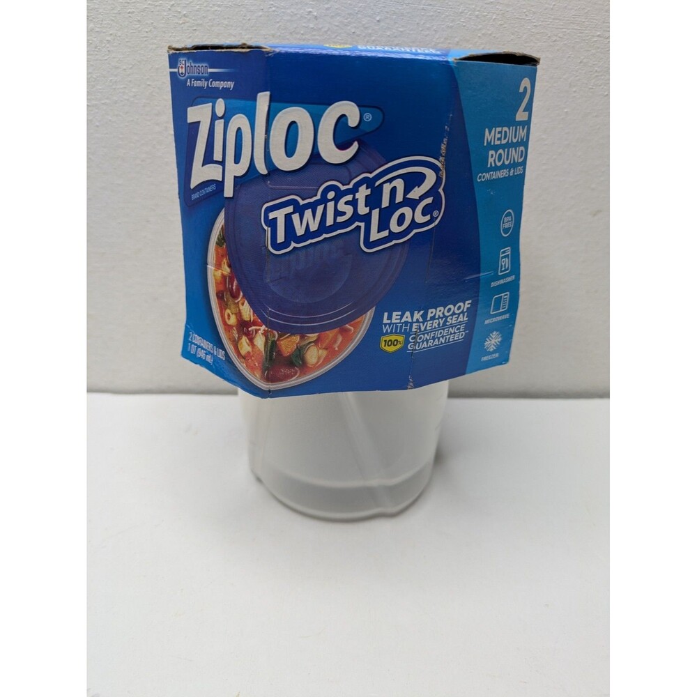 Ziploc Twist n Loc 32oz 1Qt Medium Round Food Storage 2pk NEW Discontinued